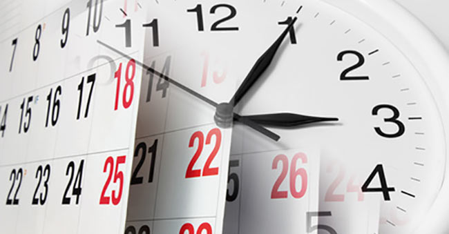 Composite of Calendar Pages and Clock
